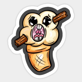 Ice Scream Ice  Cream 99 Flake Cartoon Character Sticker